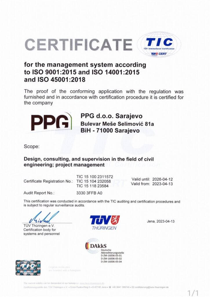 PPG was granted ISO certificates ISO 9001:22015, ISO 14001:2015 and ISO 45001:2018